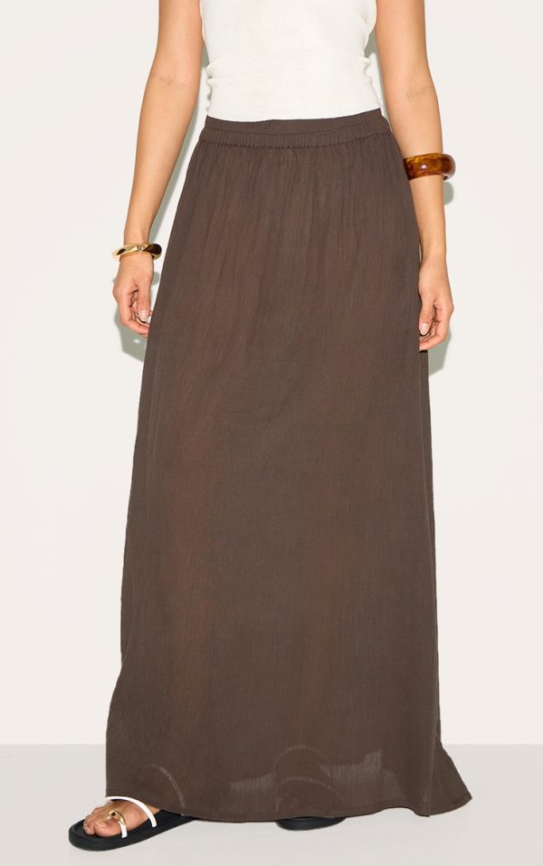 Dark Chocolate Linen Blend Seam Detail Mini Skirt