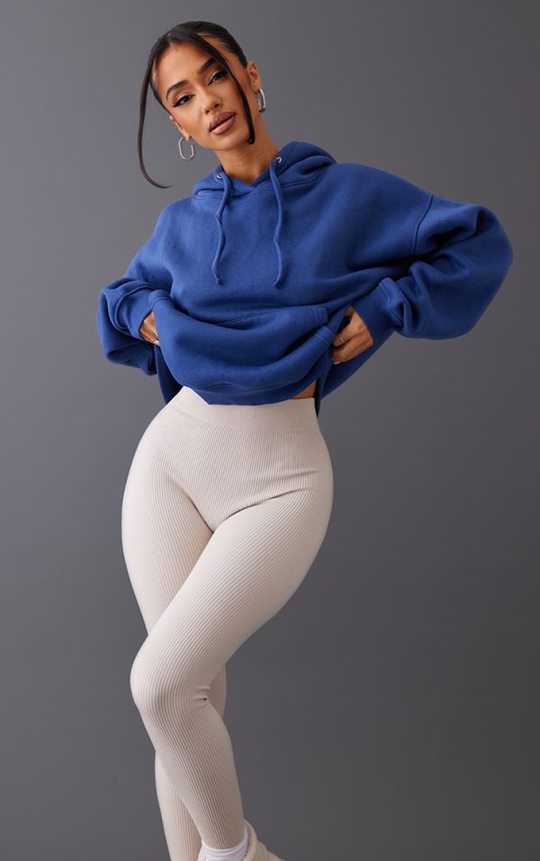 Petite Navy Oversized Basic Hoodie