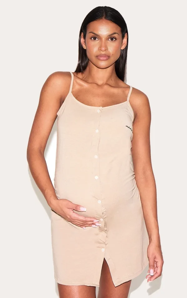 Maternity Sand Mama Strappy Button Up Front Nightie