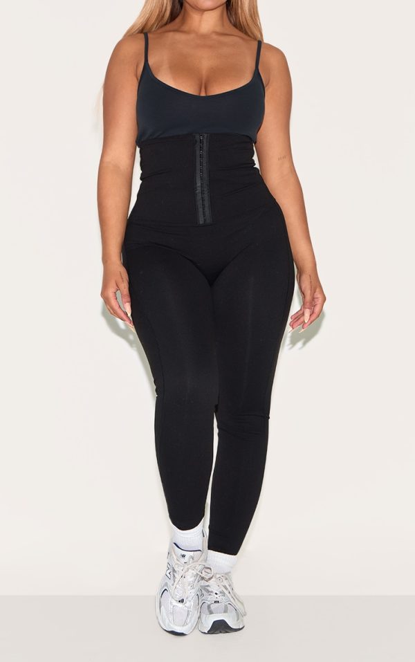 Shape Black Active Highwaisted Hook& Eye Front Cinched Leggings