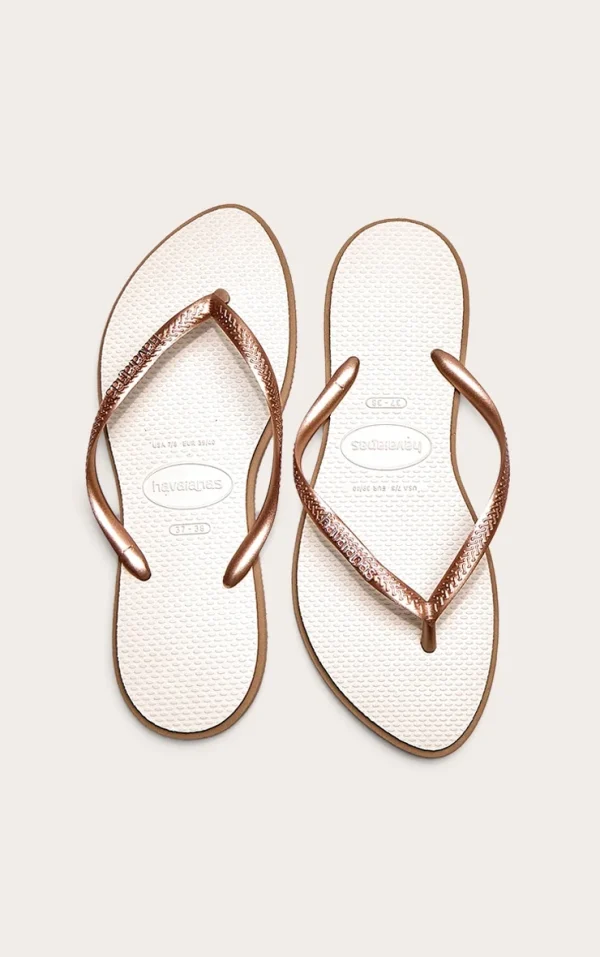 Rose Gold Havaianas Slim Point Filp Flops