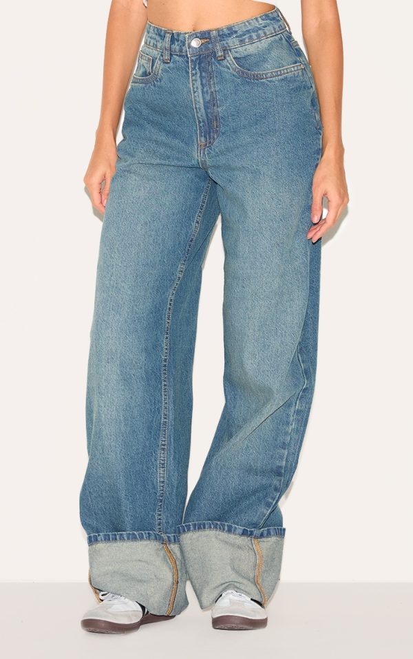 Vintage High Waist Turn Up Leg Jeans
