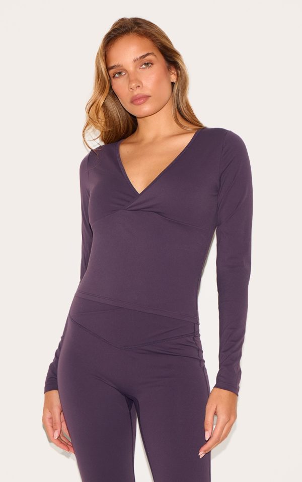 Plum Sculpt Crossover Long Sleeve Top
