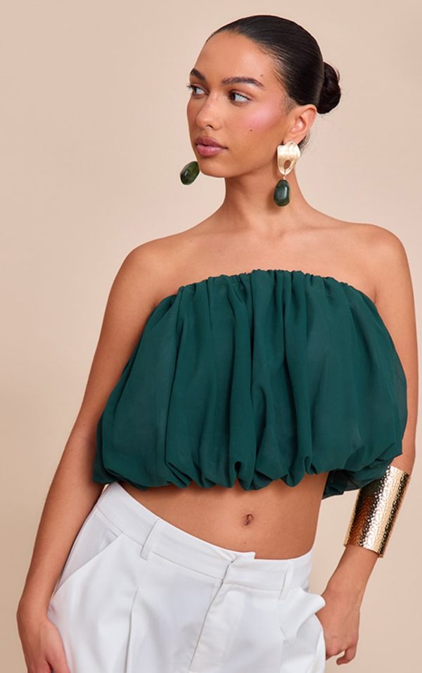 Teal Chiffon Puff Ball Bandeau