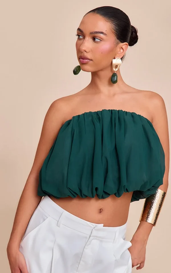 Teal Chiffon Puff Ball Bandeau