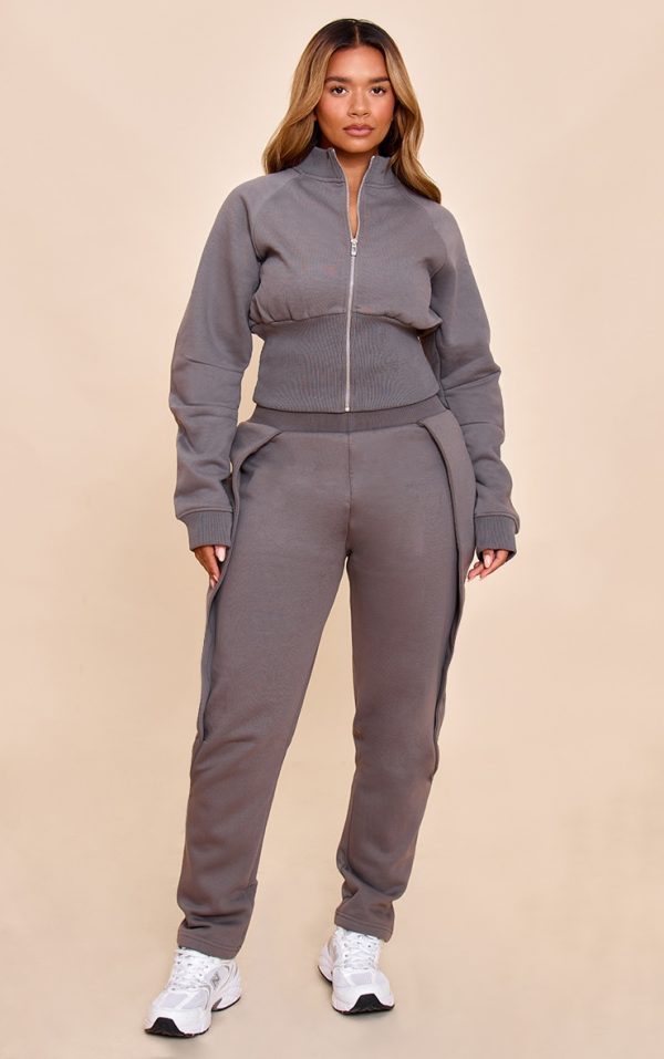Shape Charcoal High Waisted Pleat Front Cocoon Sweatpants