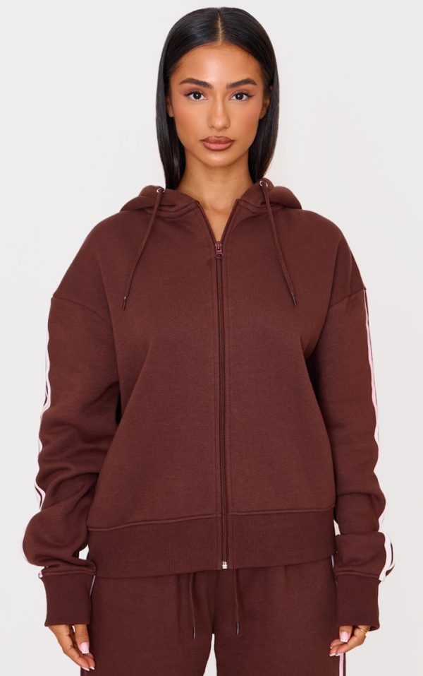 Petite Chocolate Hooded Zip Up Sweatshirt