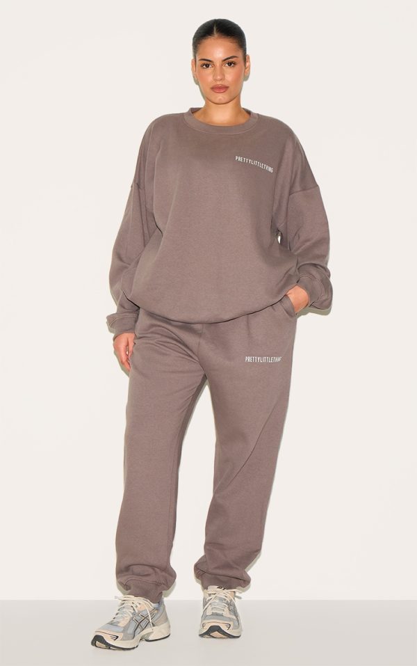 PRETTYLITTLETHING Plus Charcoal Grey Oversized Graphic Sweatpants