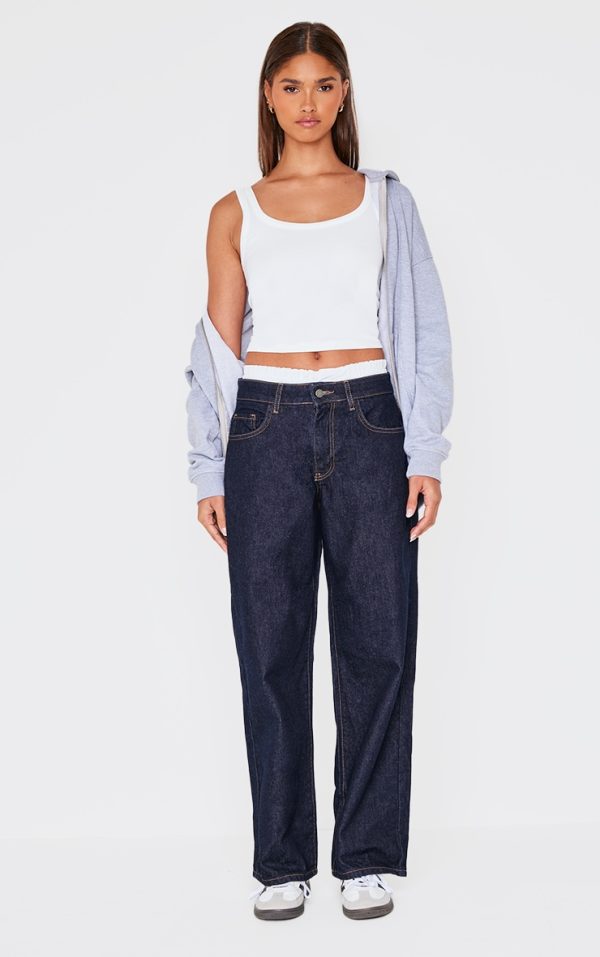 Dark Indigo Boxer Waistband Detail Denim Jeans
