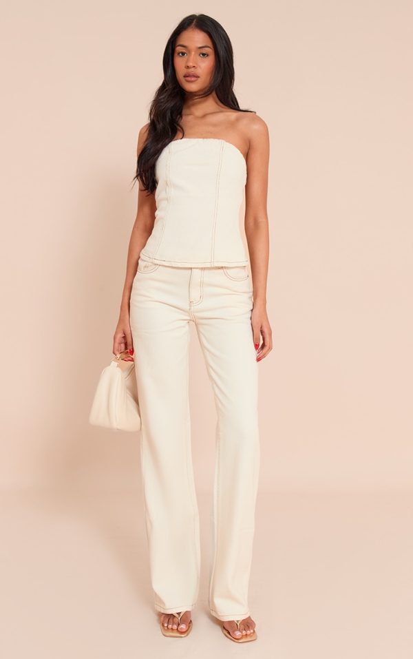 Tall Ecru Mid Rise Straight Leg Jeans