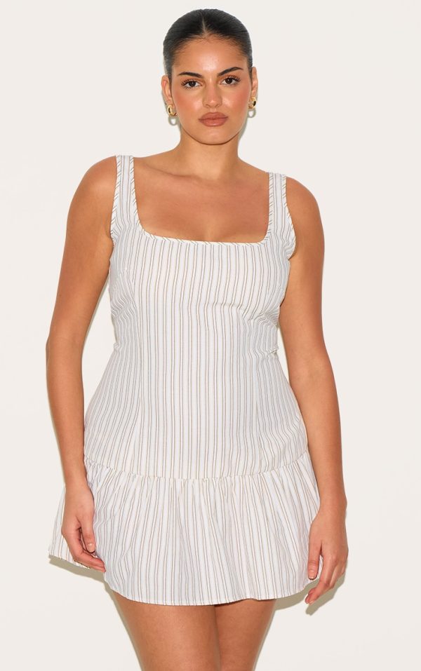 Plus Stone Striped Sleeveless Scoop Neck Shift Dress