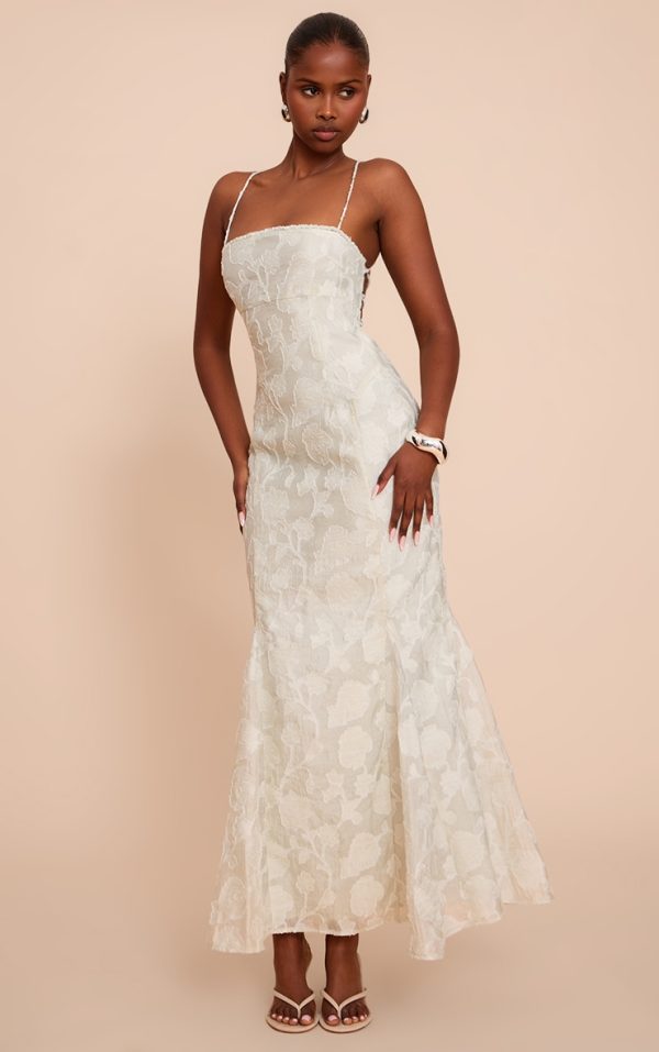 Sage Textured Lace Up Back Maxi Dress