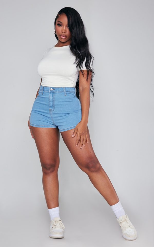 Shape Light Blue Wash Disco Denim Shorts