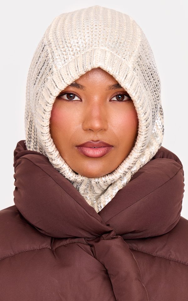 Silver Metallic Cable Knit Snood