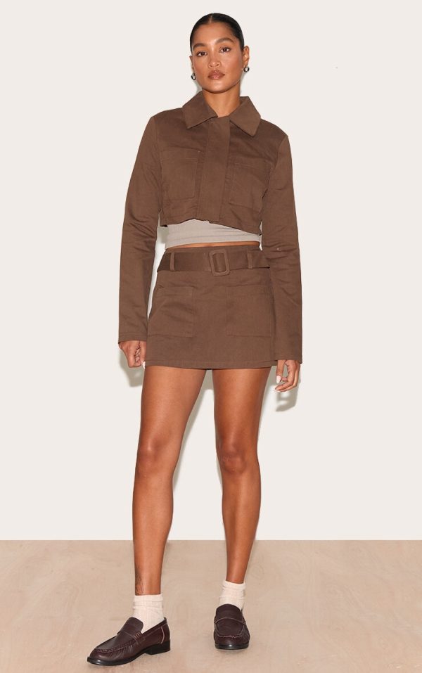 Deep Chocolate Belted Micro Mini Skirt