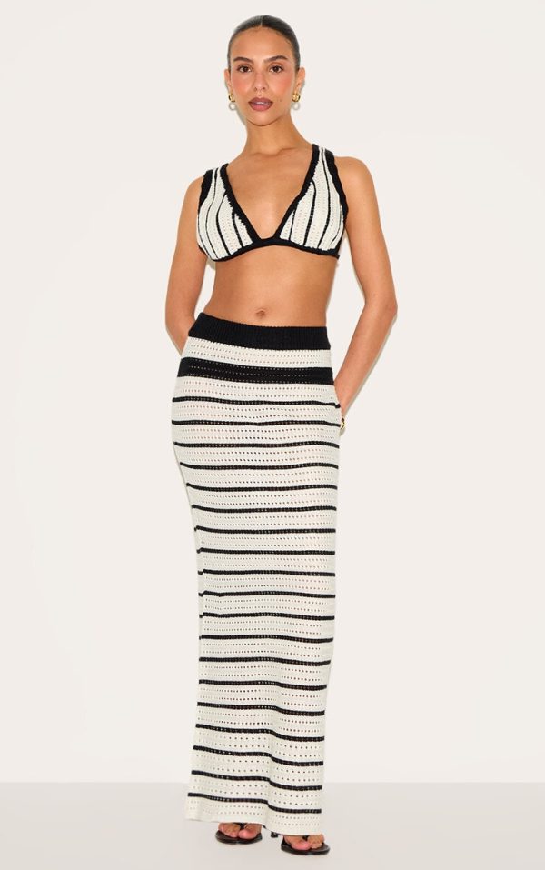 Petite Monochrome Crochet Knit Maxi Skirt