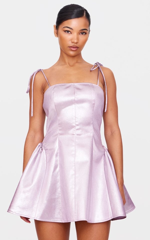 Pink Metallic Mini Skater Dress
