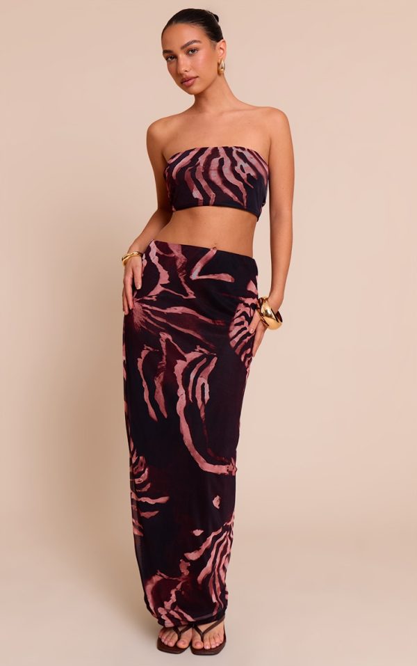 Brown Zebra Print Maxi Skirt