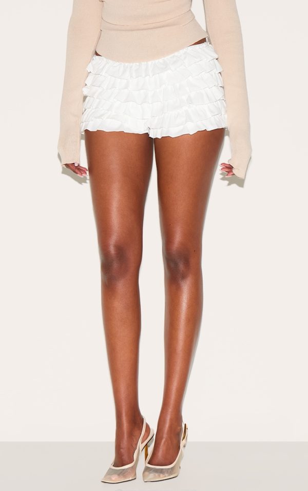 White Extreme Frilly Bloomer Shorts