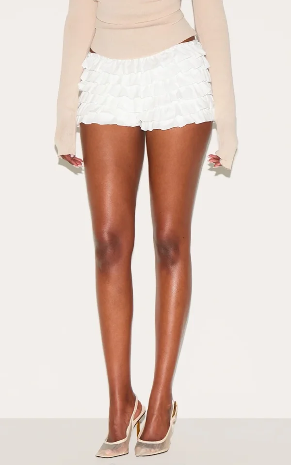 White Extreme Frilly Bloomer Shorts
