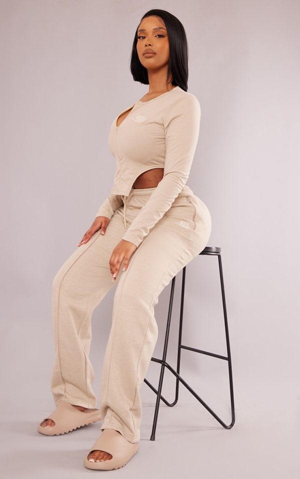 PRETTYLITTLETHING Shape Stone Zip Pocket Detail Wide Leg Sweatpants