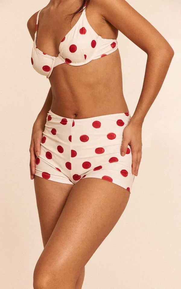Red Polka Dot Mini Beach Shorts