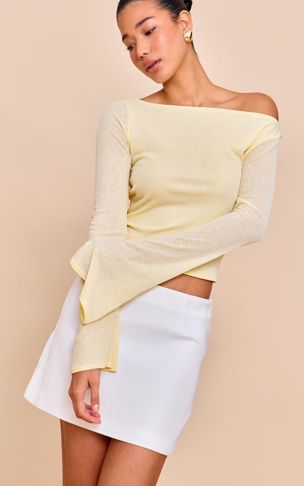 White Woven A Line Mini Skirt