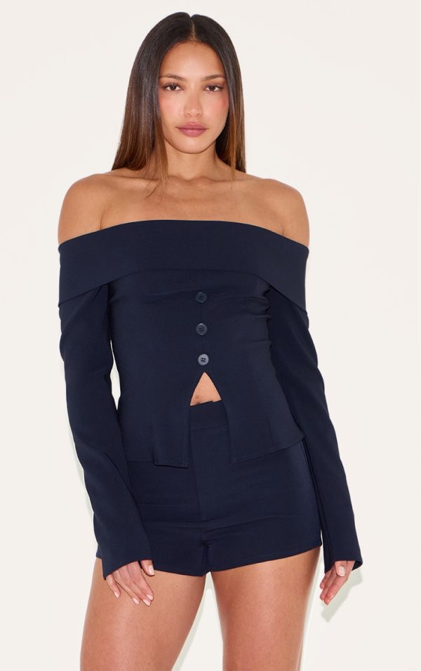 Tall Indigo Tailored Mini Shorts