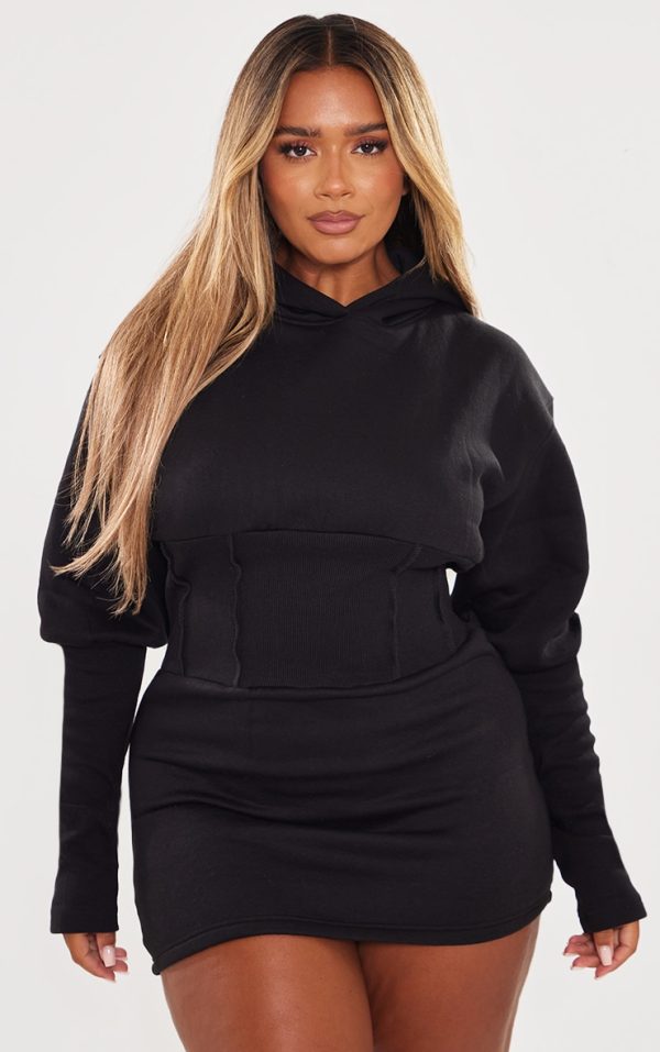 Shape Black Sweat Corset Detail Sweater Dress