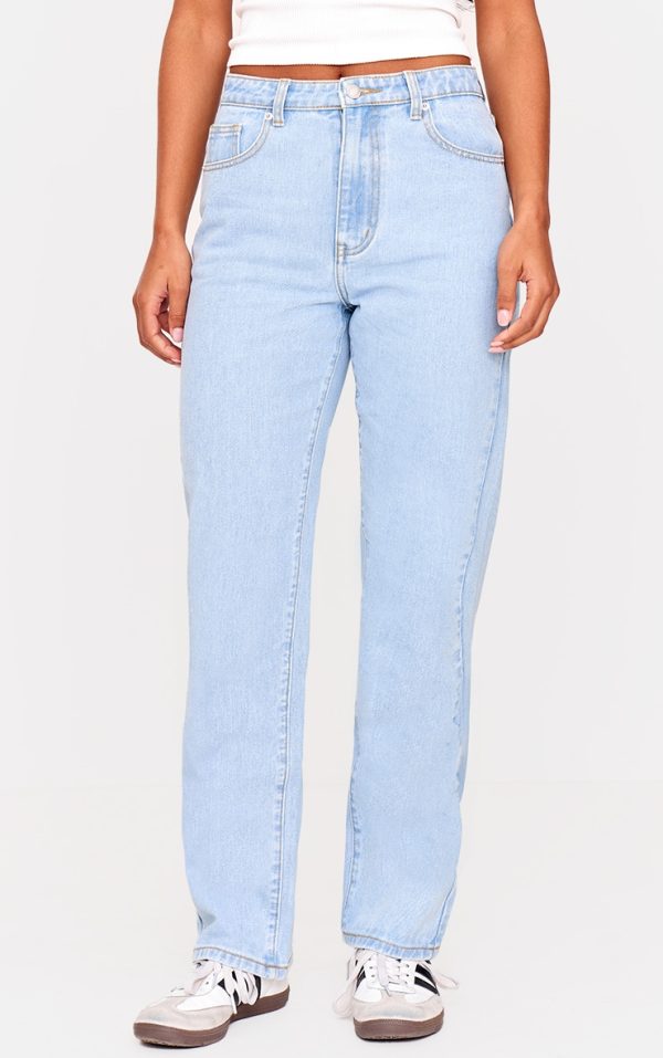 PRETTYLITTLETHING Light Blue Wash High Waist Straight Leg Jeans
