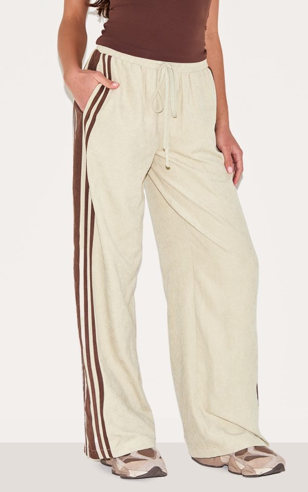 Sage Peach Skin Contrast Stripe Wide Leg Pants