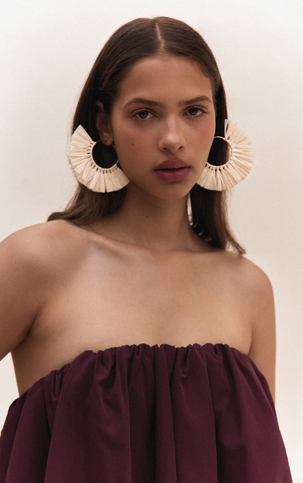 Cream Raffia Tassel Earrings