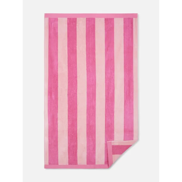 Cabana Stripe Beach Towel - Dark Pink