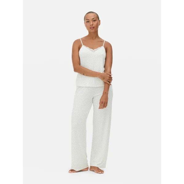 Cami and Pants Pajama Set - White/Black