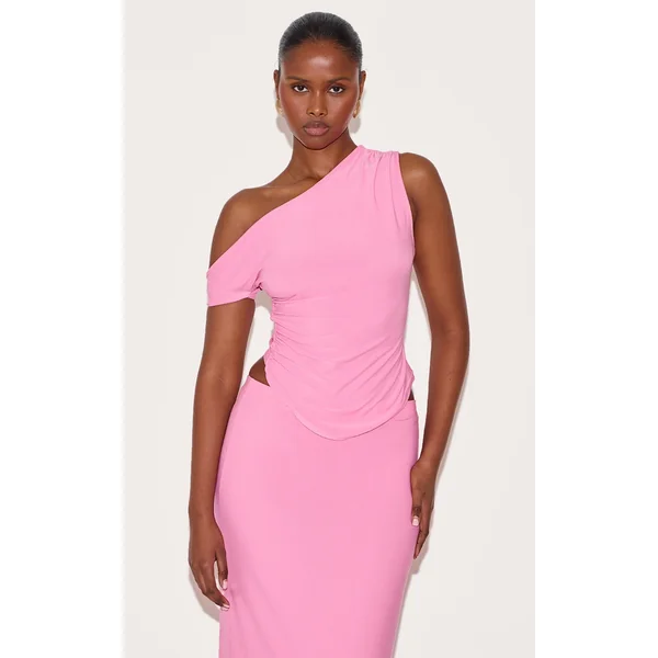 Candy Pink Soft Touch Sleeveless Asymmetric Hem Top