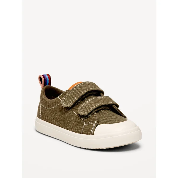 Canvas Double Secure-Strap Sneakers for Toddler Boys - Olive