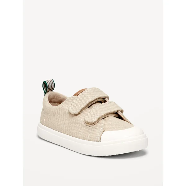 Canvas Double Secure-Strap Sneakers for Toddler Boys - Taupe/creme