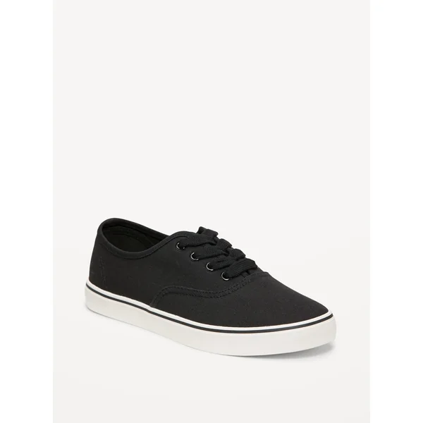 Canvas Lace-Up Sneakers for Boys - Black Jack
