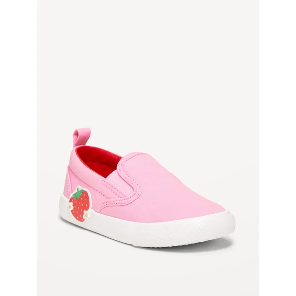 Canvas Slip-On Sneakers for Toddler Girls - Strawberry