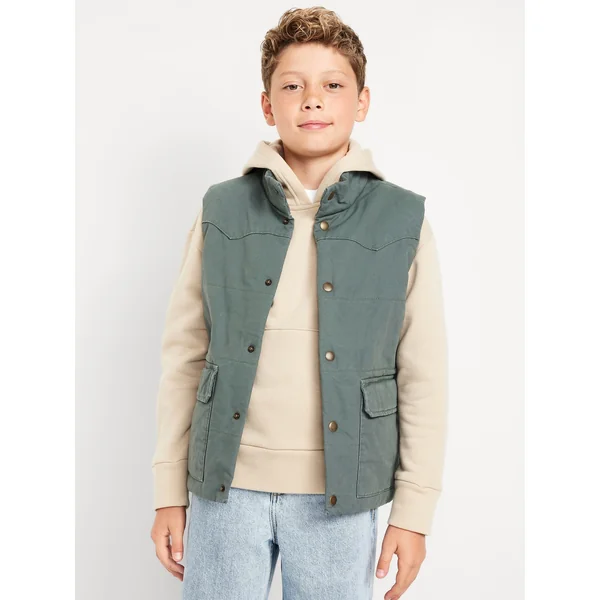 Canvas Utility Vest for Boys - Terrestrial Green