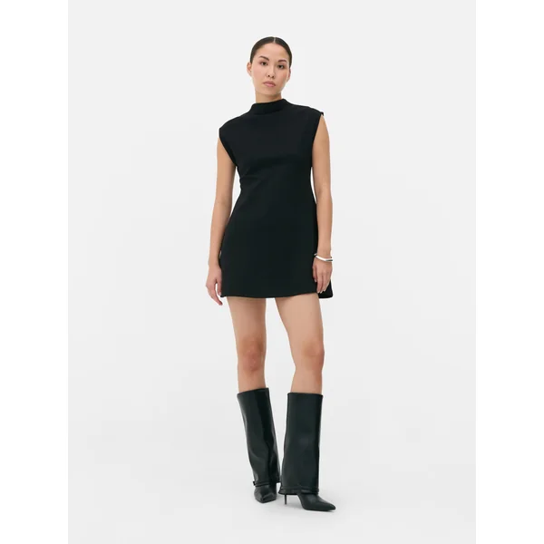 Cap Sleeve Mini Dress - Black