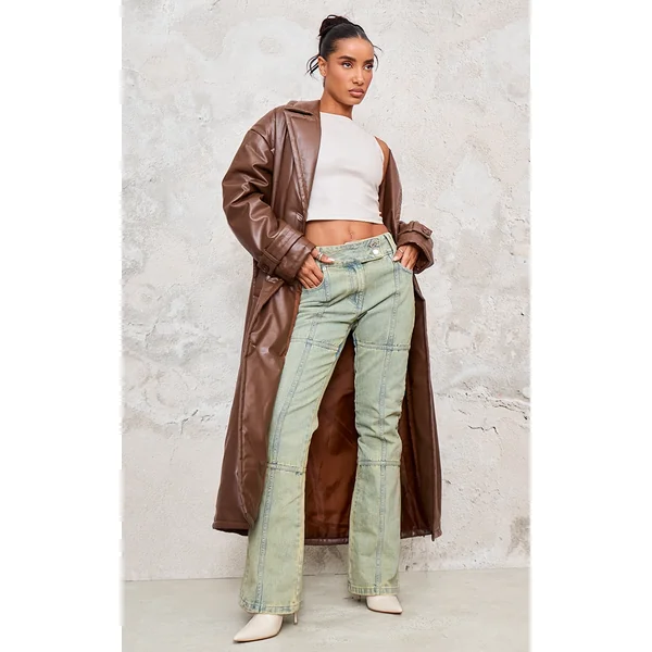 Cappuccino Coated Puffed Maxi Trench Coat