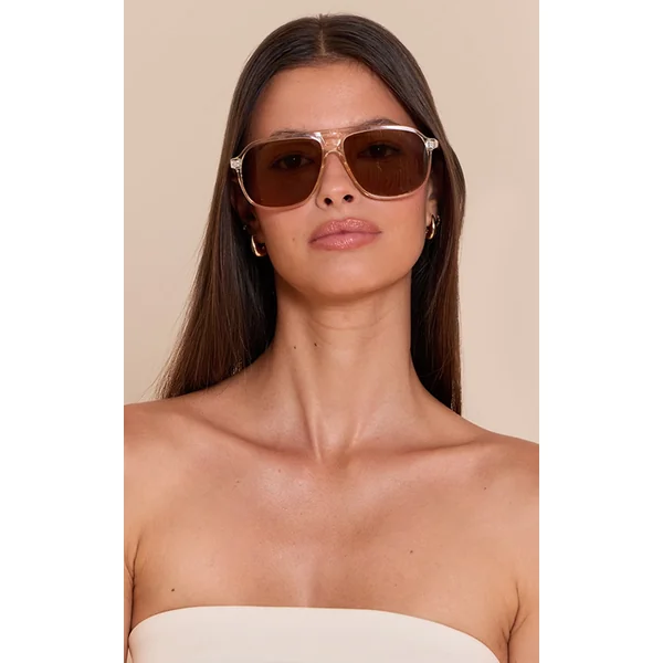 Caramel Square Rounded Aviator Sunglasses