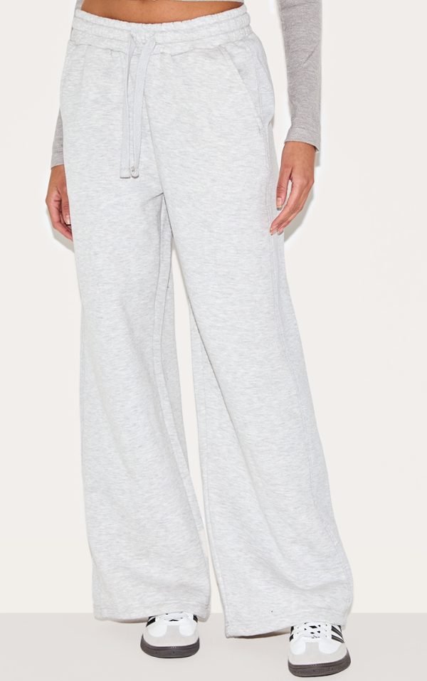 Ash Grey Wide Leg Rib Tape Sweatpants
