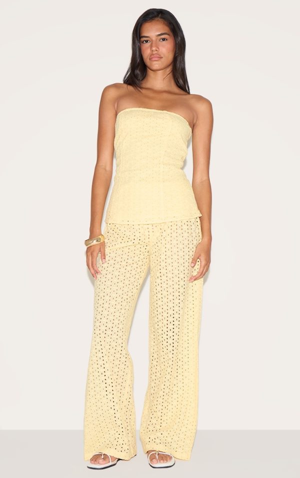 Lemon Embroidered Mid Rise Pants