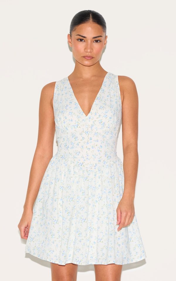 Petite White Floral Detail Mini Shift Dress