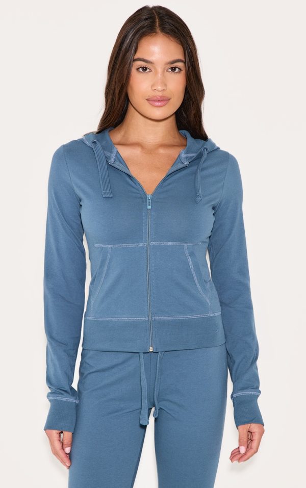 Midnight Blue Zip Up Fitted Track Top