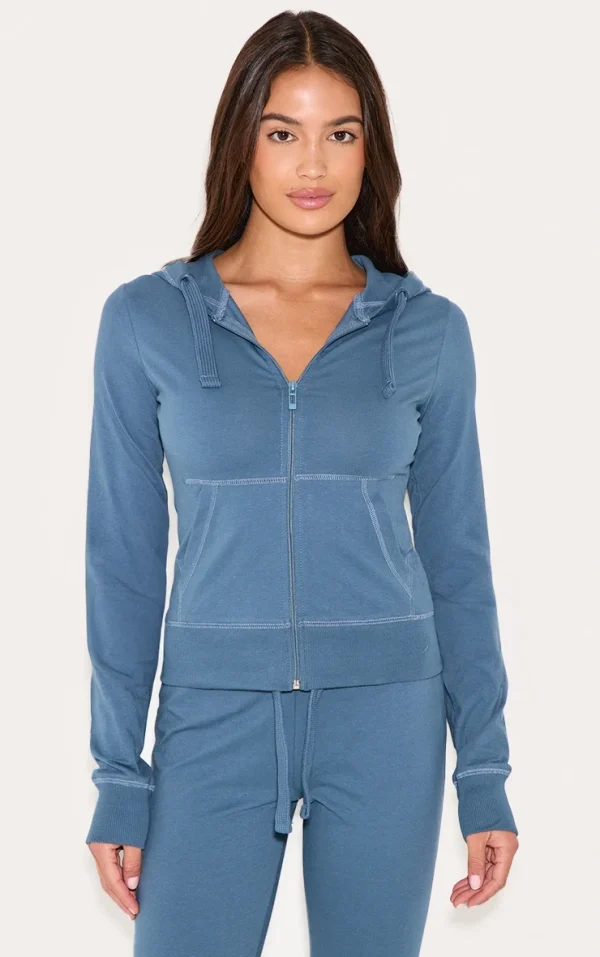 Midnight Blue Zip Up Fitted Track Top
