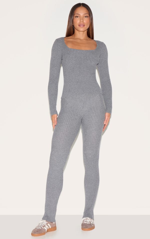 Tall Charcoal Rib Knit Leggings