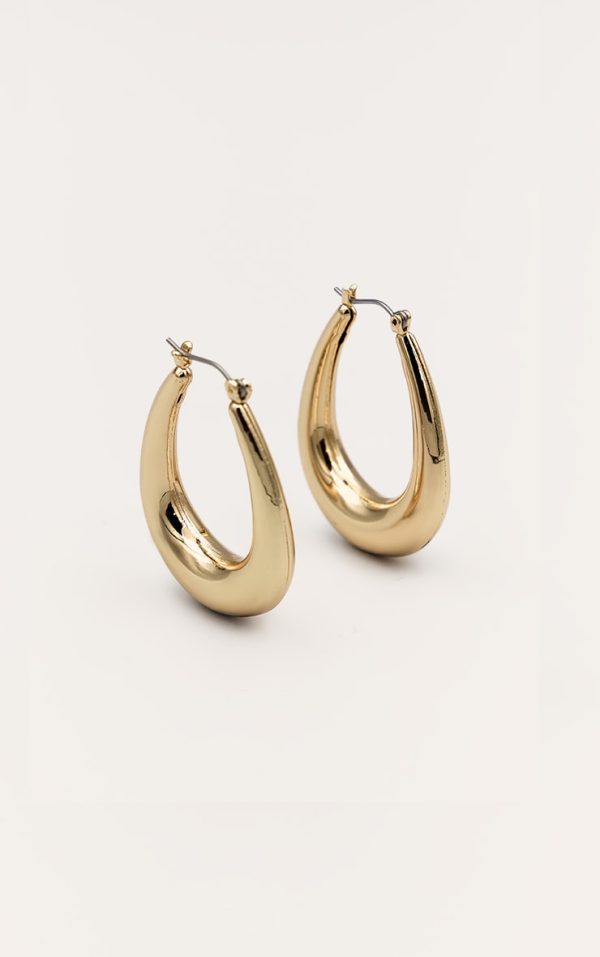 Gold Rounded Oval Hoop Earrings